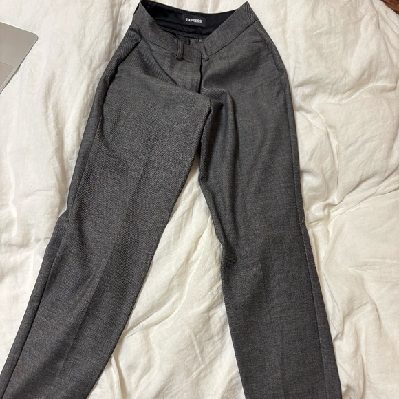 Express - Grey Publicist Ankle Mid Rise Pants, Size 00R - Picture 1 of 2